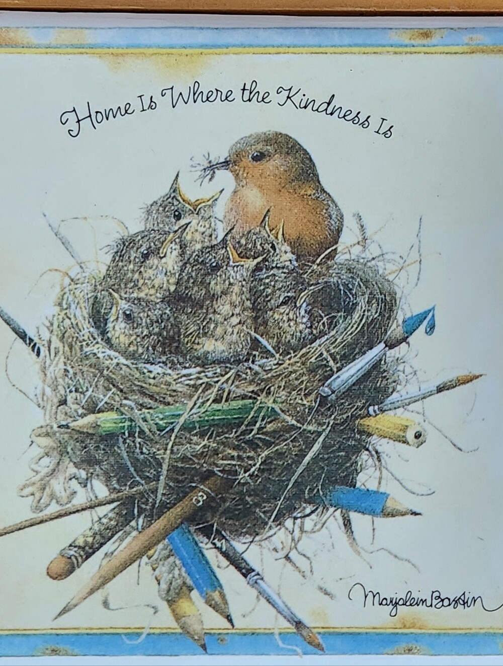 Vintage Marjolein Bastin Hallmark Bird Nest Ceramic Trivet Wall Plaque - Picture 3 of 6
